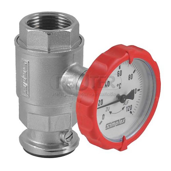 Simplex Pumpenflansch Kugelhahn Thermometer und Schwerkraftbremse